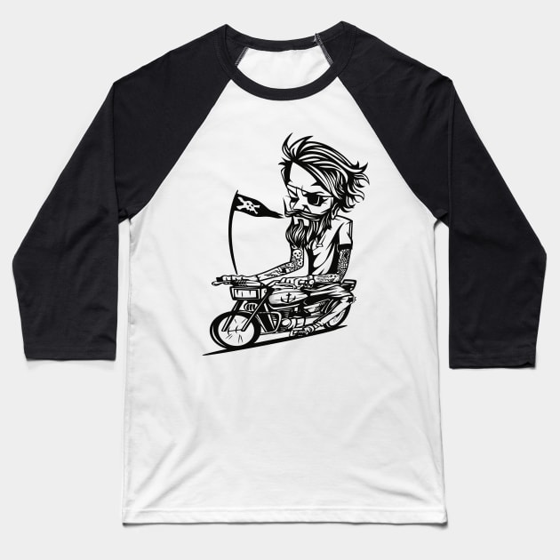 Pirate Rider Baseball T-Shirt by Whatastory